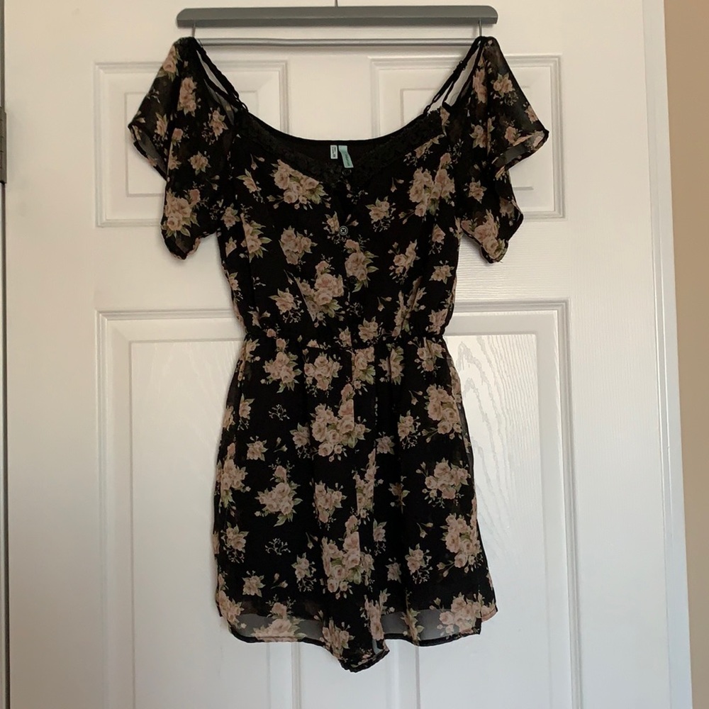 Black floral romper